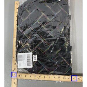 Lug Skyliner Women's Quilted Tote Bag - Black with Colorful Stitching, Trolley S